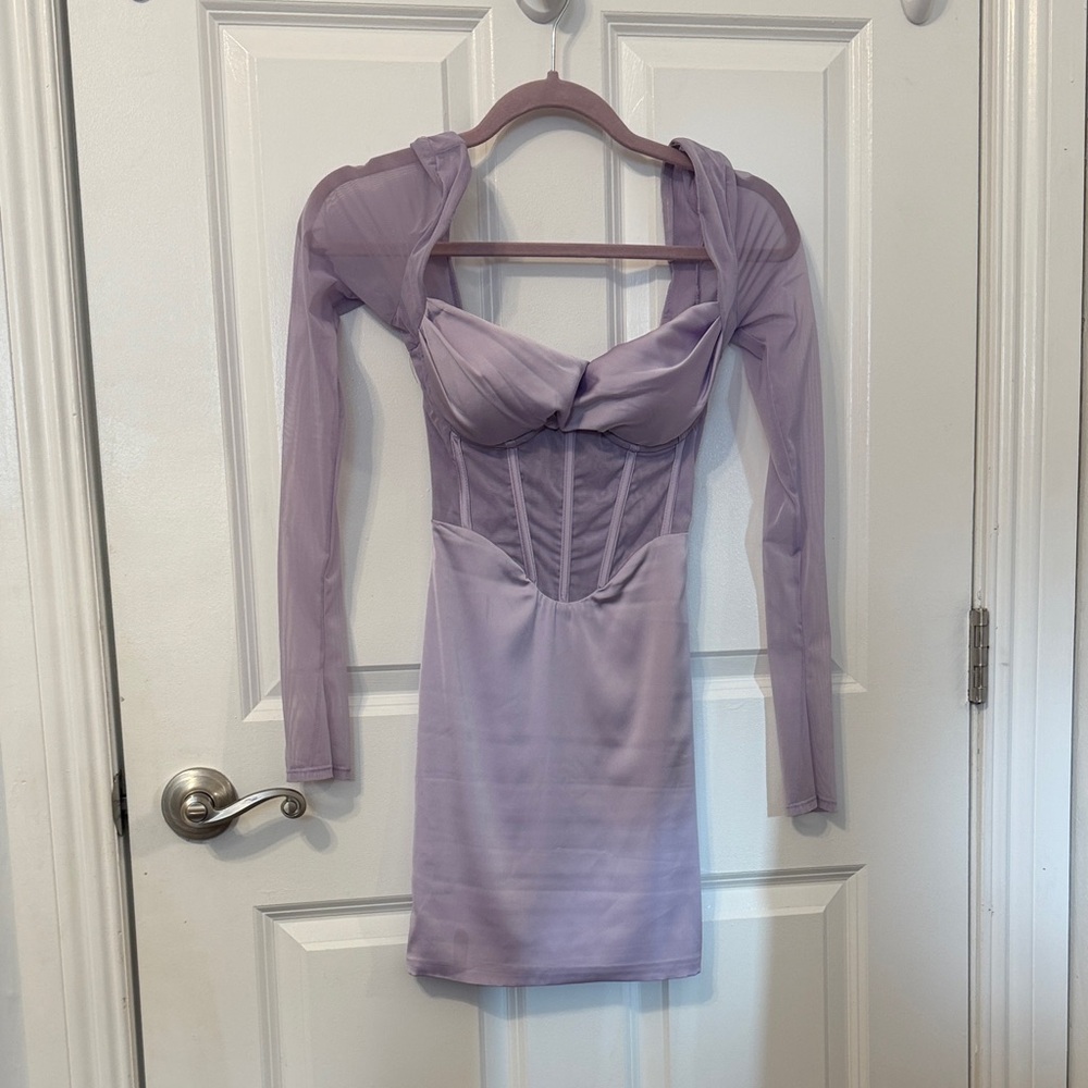 Chic Long Sleeve Lavender Dress